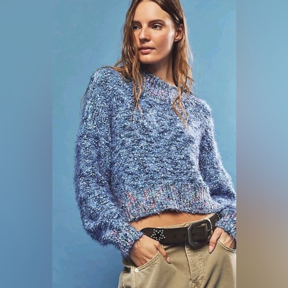 Free People Multicolor Fuzzy Turtleneck Sweater